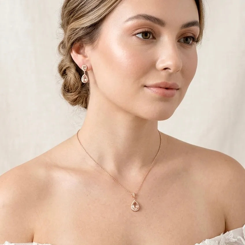 Champagne Bridal Jewelry Set  Available in 3 colores | ADORA by Simona