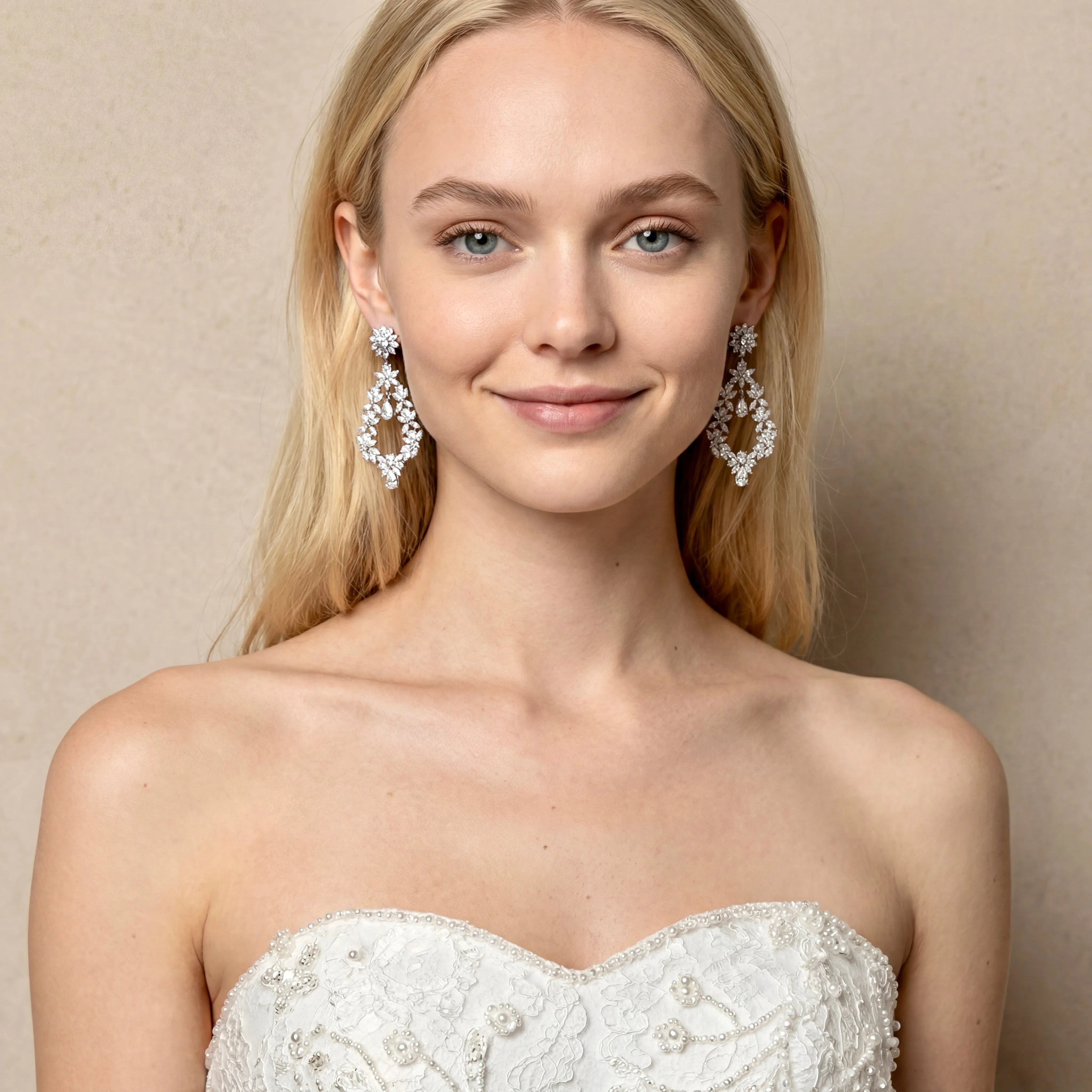 earrings for strapless dress Luxurious CZ Bridal Drop Earrings | Elegant Wedding Jewelry