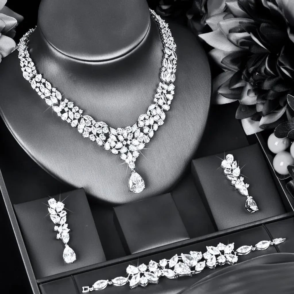 Wedding Jewelry - Luxury 3-Piece Cubic Zirconia Bridal Jewelry Set