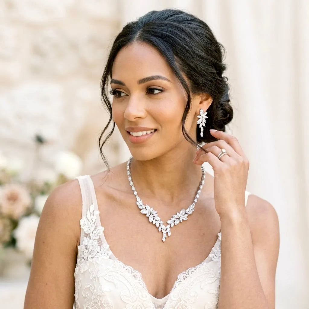 Vivienne Luxury CZ Bridal Jewelry Set | Necklace & Earrings