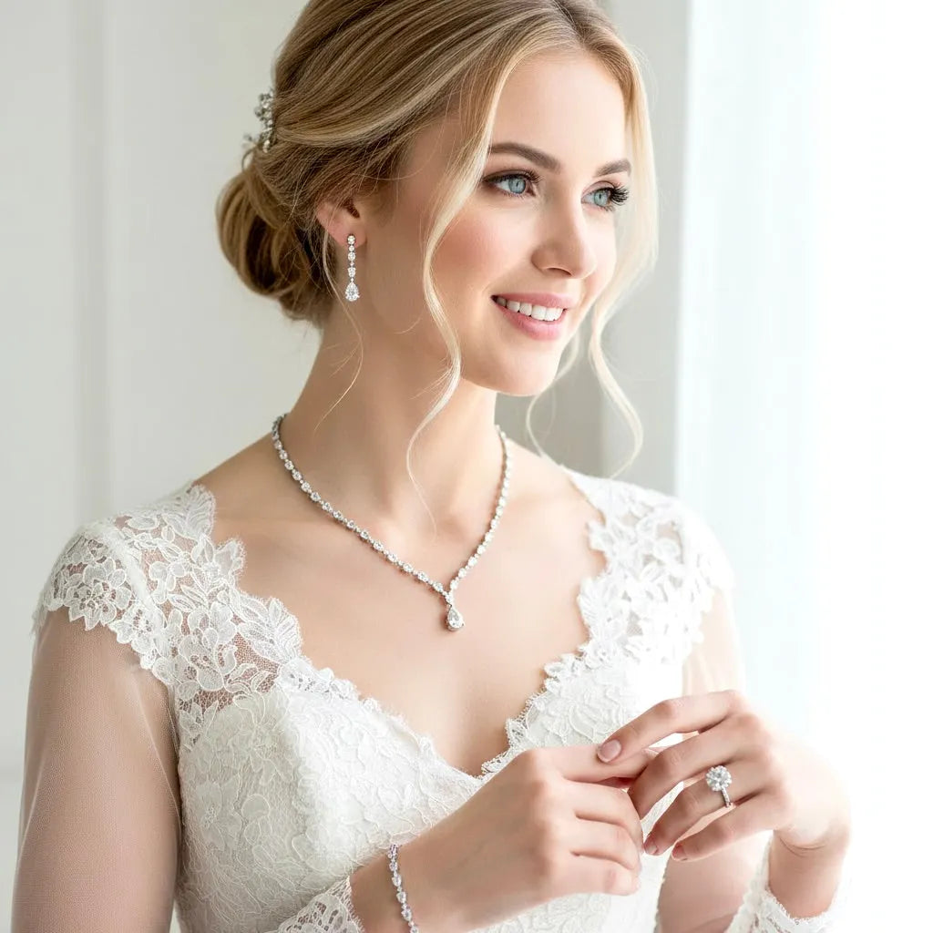 Silver Cubic Zirconia 3-Piece Bridal Jewelry Set | ADORA by Simona