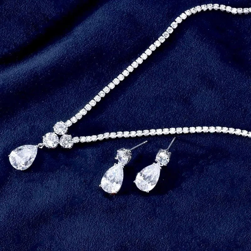 Wedding Jewelry - Silver Cubic Zirconia Bridal Jewelry Set
