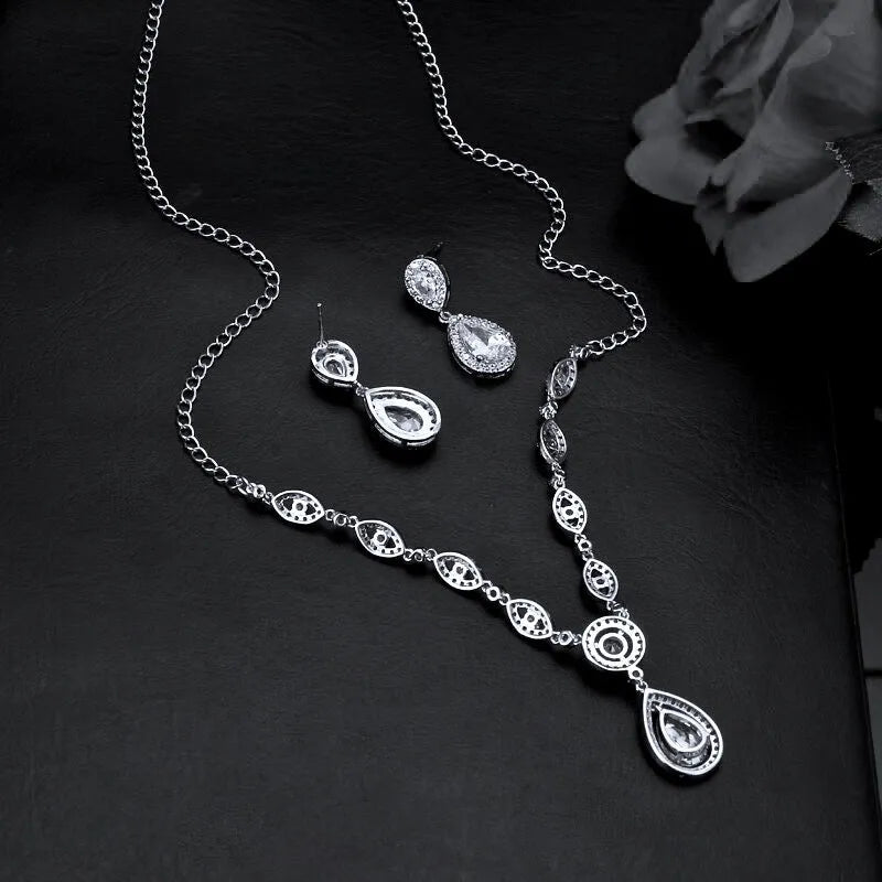 Wedding Jewelry - Silver Cubic Zirconia Bridal Jewelry Set