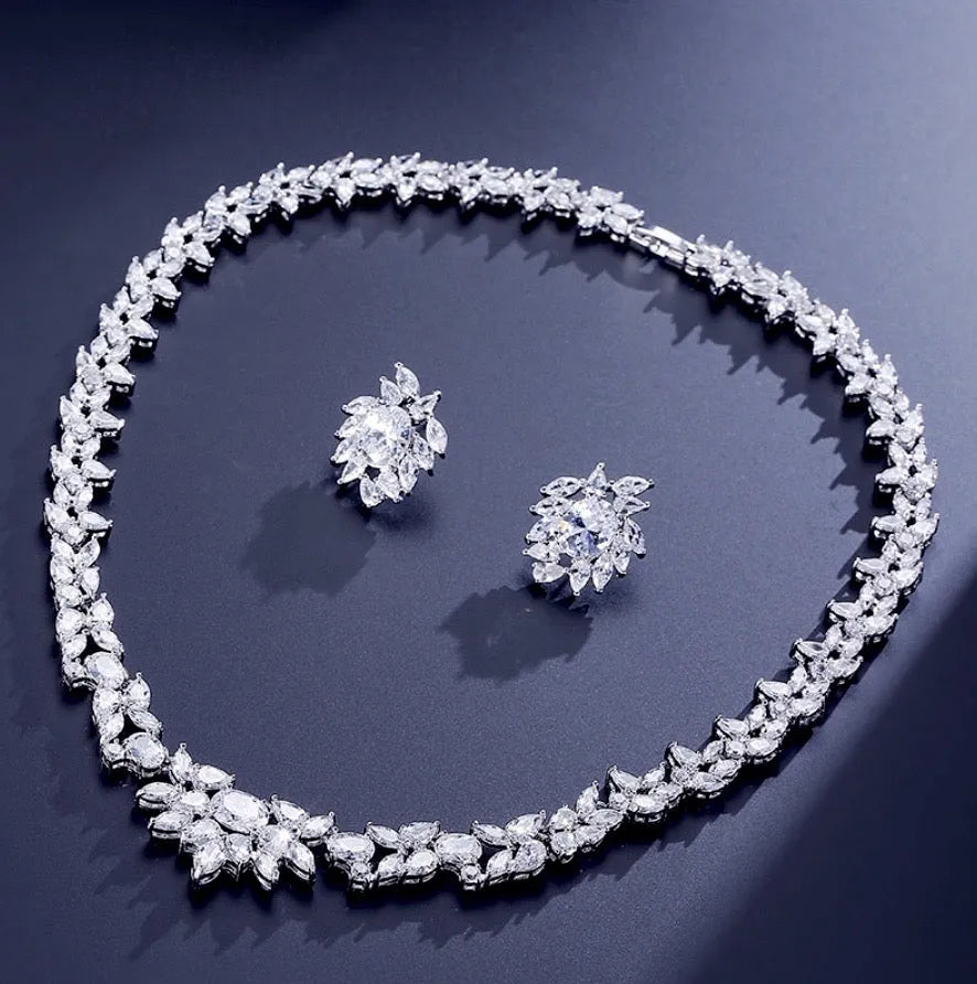 Wedding Jewelry - Cubic Zirconia Bridal Jewelry Set - Available in Silver and Rose Gold