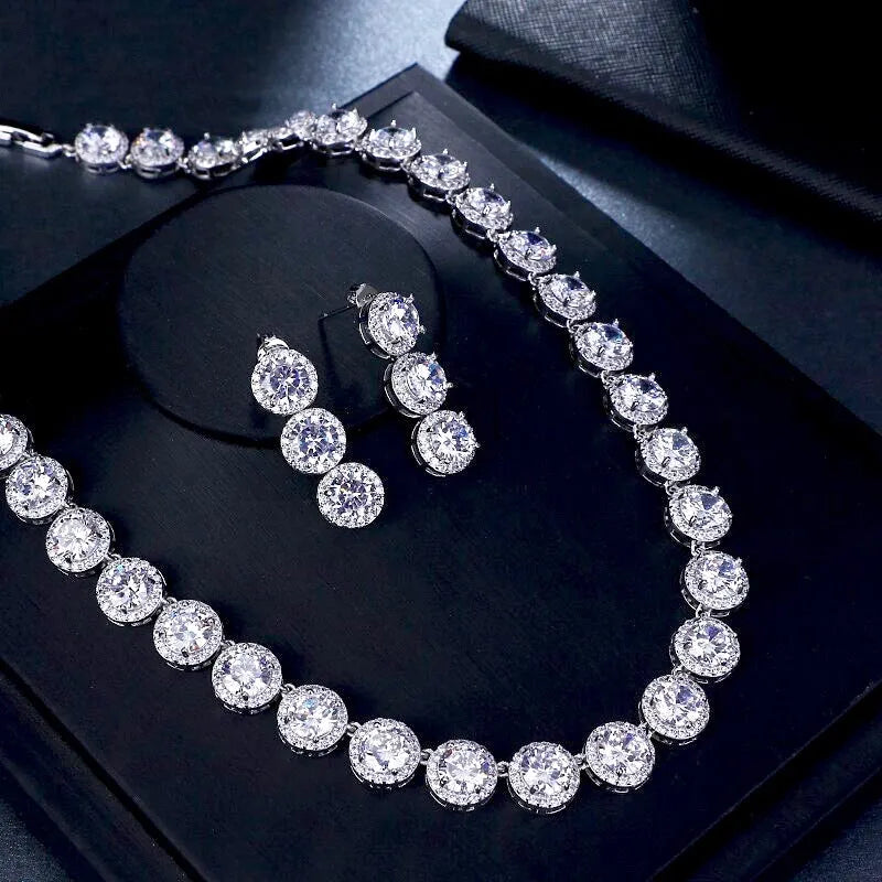 Wedding Jewelry - Silver Cubic Zirconia Bridal Jewelry Set