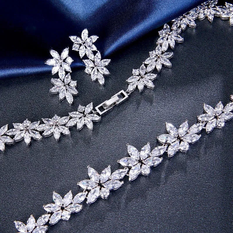 Wedding Jewelry - Cubic Zirconia Bridal Jewelry Set - Available in Silver and Gold