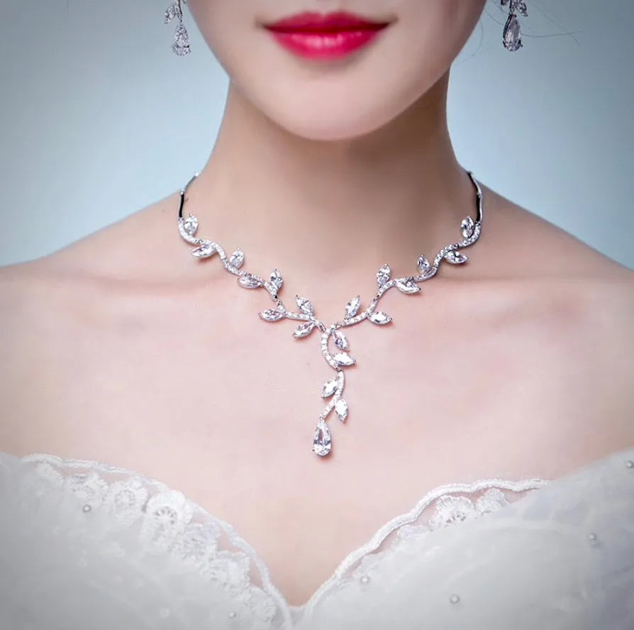 Wedding Jewelry - Silver Cubic Zirconia Bridal Jewelry Set