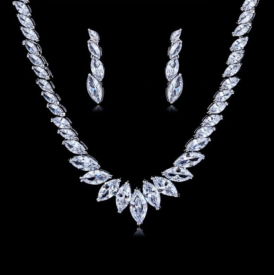 Wedding Jewelry - Silver Cubic Zirconia Bridal Jewelry Set
