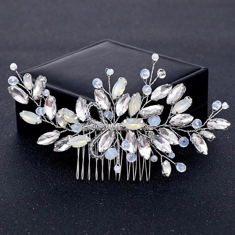 Wedding Hair Accessories -  Opal Bridal Hair Comb