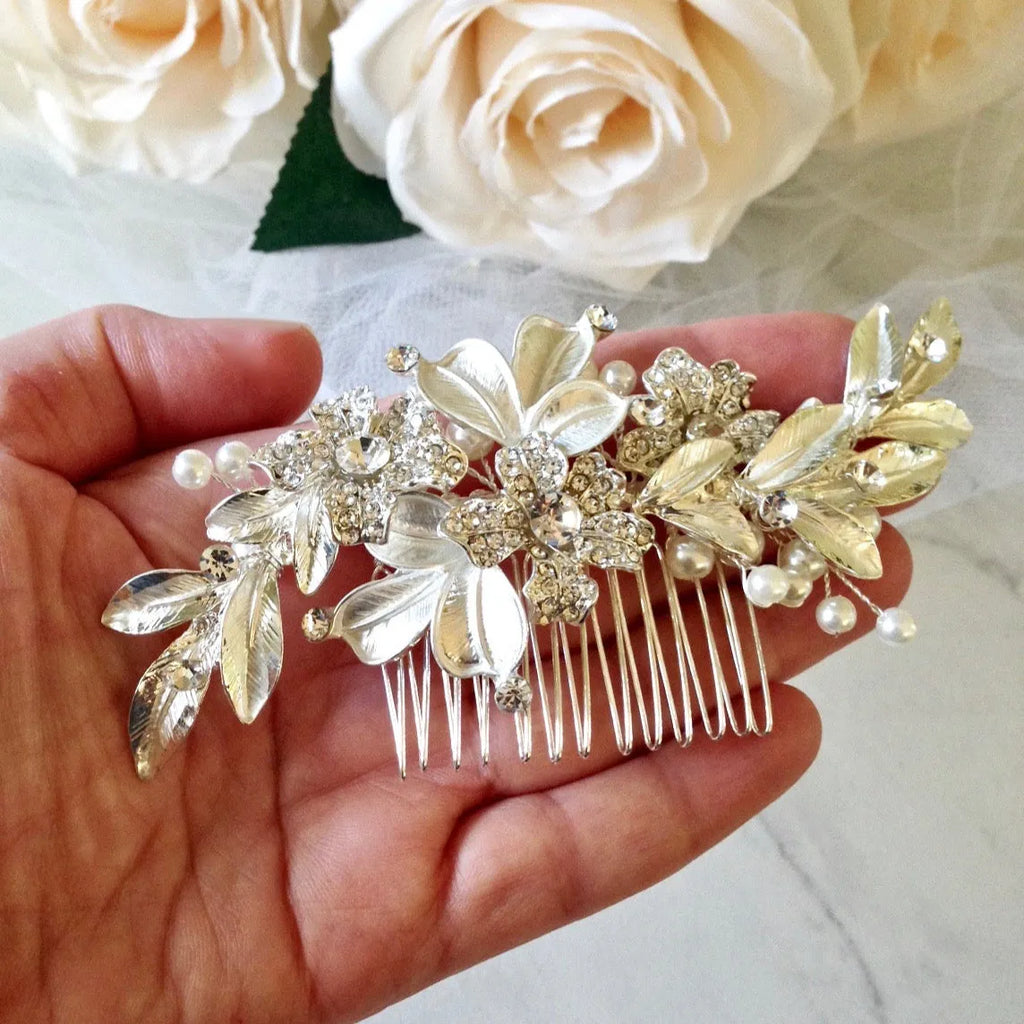 Wedding Hair Accessories - Pearl Bridal Hair Comb - Available in Silver and Rose Gold