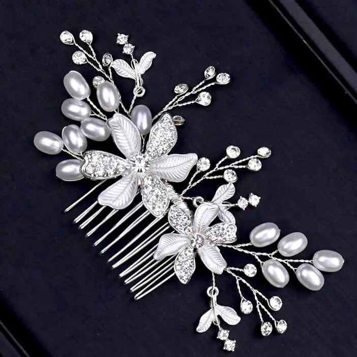 Wedding Hair Accessories - Pearl Bridal Hair Comb - Available in Silver and Rose Gold