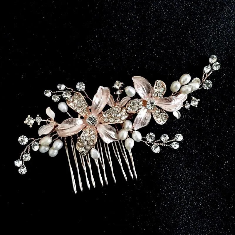 Wedding Hair Accessories - Pearl Bridal Hair Comb - Available in Silver and Rose Gold