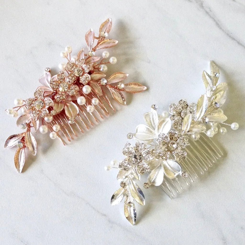 Wedding Hair Accessories - Pearl Bridal Hair Comb - Available in Silver and Rose Gold