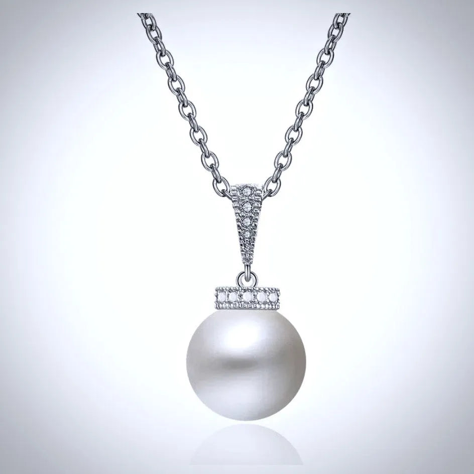 Wedding Jewelry - Pearl and Cubic Zirconia Bridal Necklace and Earrings Set - Available in Silver, Rose Gold and Yellow Gold