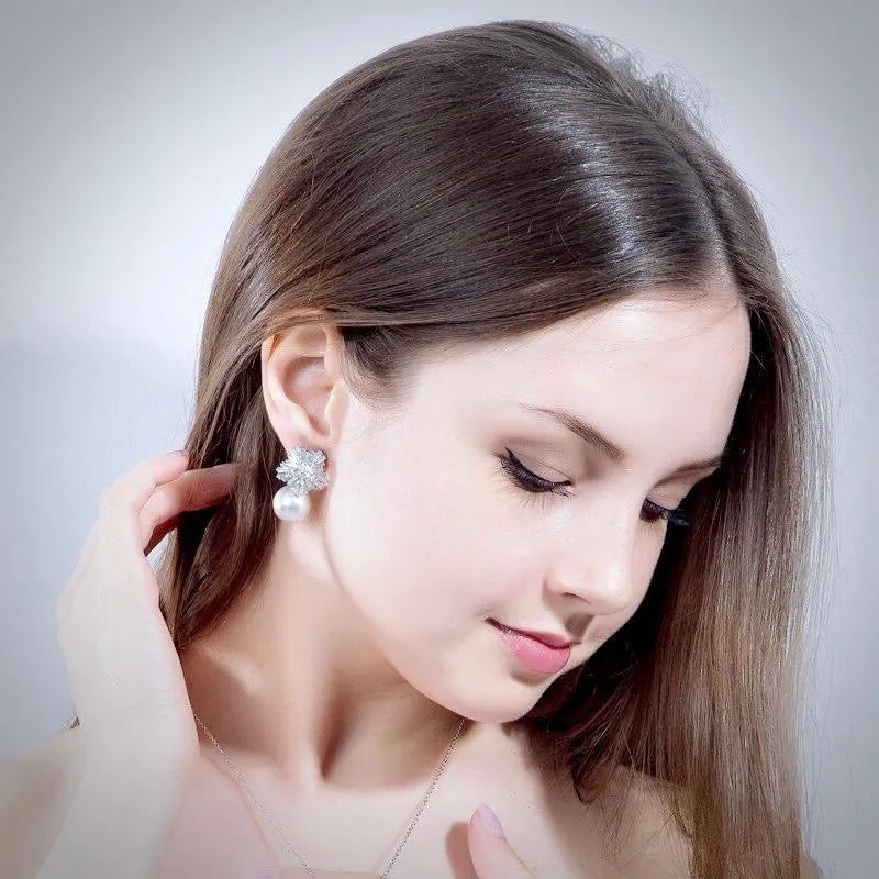 Wedding Pearl Jewelry - Winter Pearl Snowflake Bridal Jewelry Set