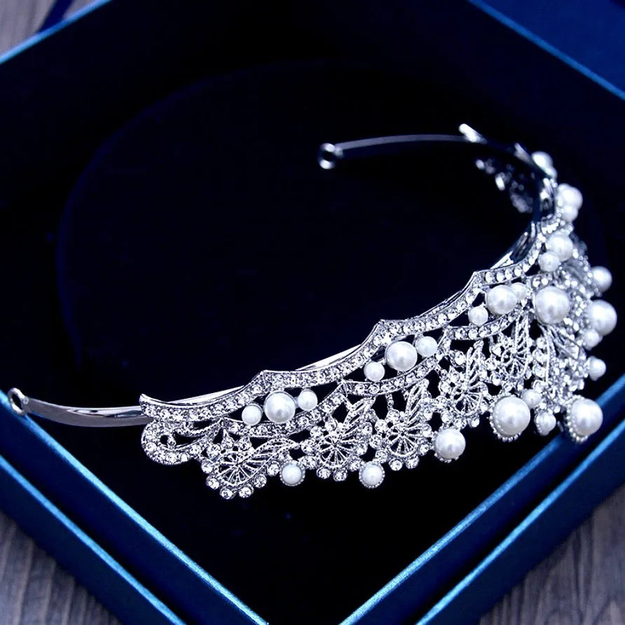 Wedding Hair Accessories - Bridal Pearl and Crystal Tiara