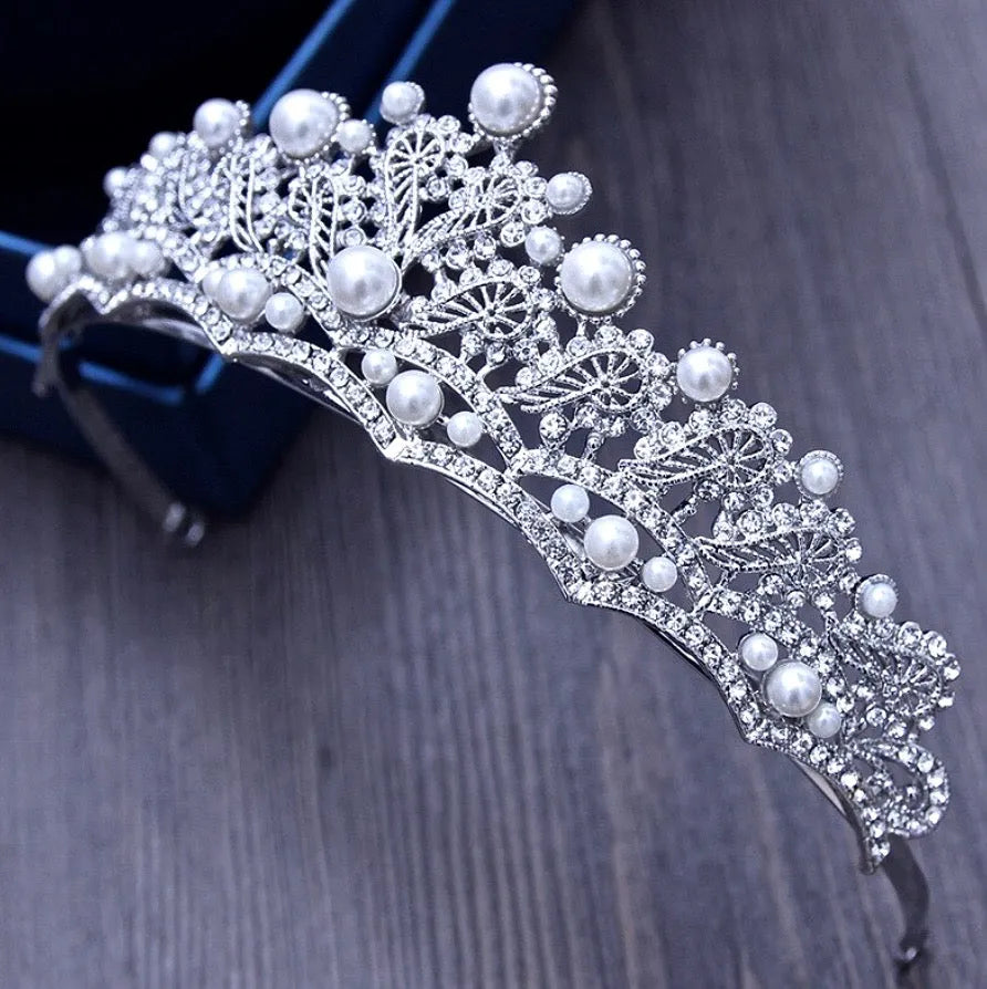 Wedding Hair Accessories - Bridal Pearl and Crystal Tiara