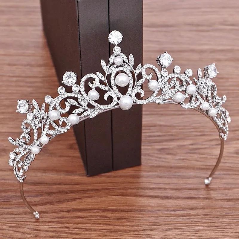 Wedding Hair Accessories - Pearl and Rhinestone Bridal Tiara