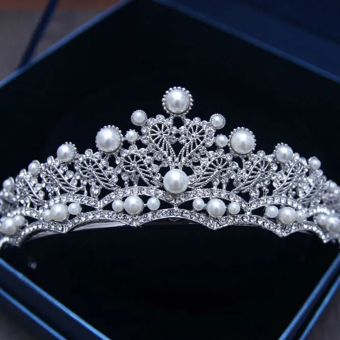 Wedding Hair Accessories - Bridal Pearl and Crystal Tiara