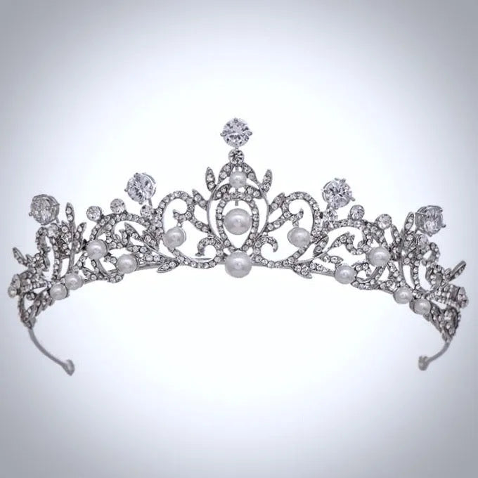 Wedding Hair Accessories - Pearl and Rhinestone Bridal Tiara