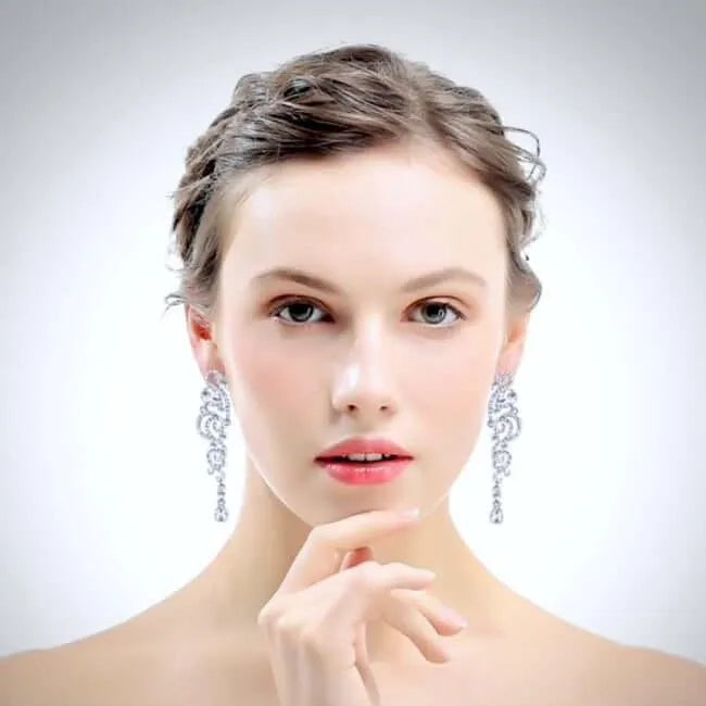 Wedding Jewelry - Long Rhinestone Bridal Earrings 'Daylenn'