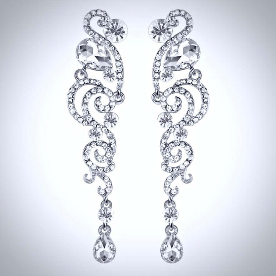 Wedding Jewelry - Long Rhinestone Bridal Earrings 'Daylenn'