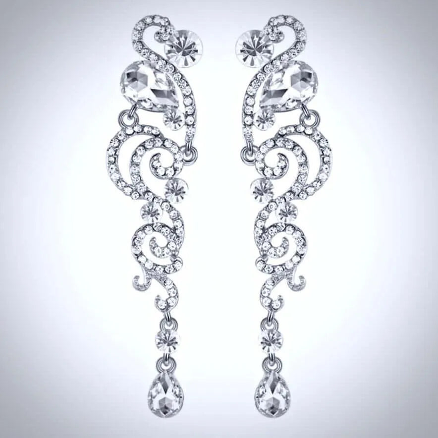Wedding Jewelry - Long Rhinestone Bridal Earrings 'Daylenn'