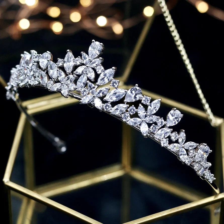 Theresa Wedding Cubic Zirconia Tiara | Elegant Bridal Crown