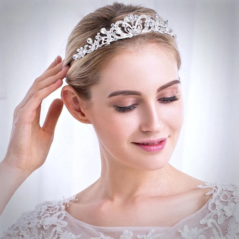 Wedding Hair Accessories - Rhinestone Bridal Tiara - Available in Silver and Yellow Gold