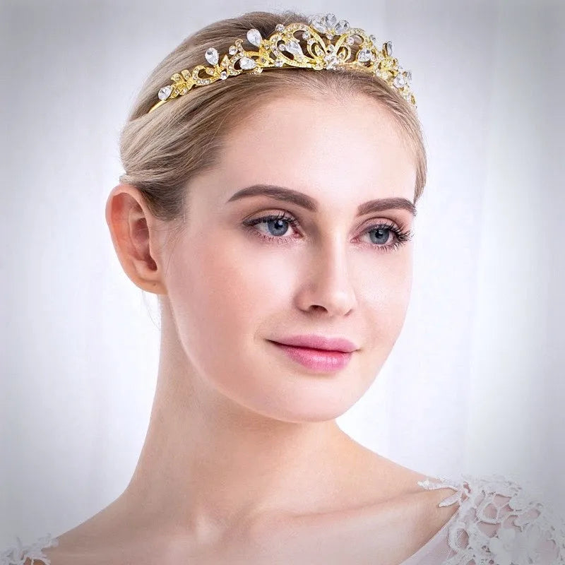 "Chantelle" - Rhinestone Bridal Tiara - Available in Silver and Yellow Gold