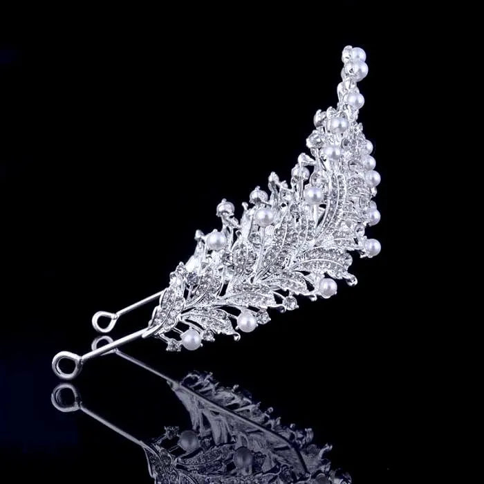 Wedding Hair Accessories - Pearl and Cubic Zirconia Bridal Tiara