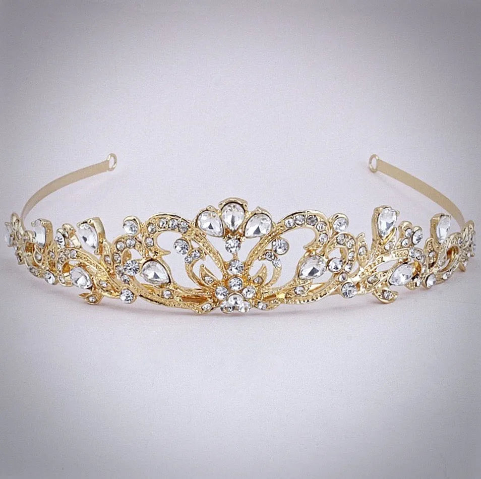 Wedding Hair Accessories - Rhinestone Bridal Tiara - Available in Silver and Yellow Gold