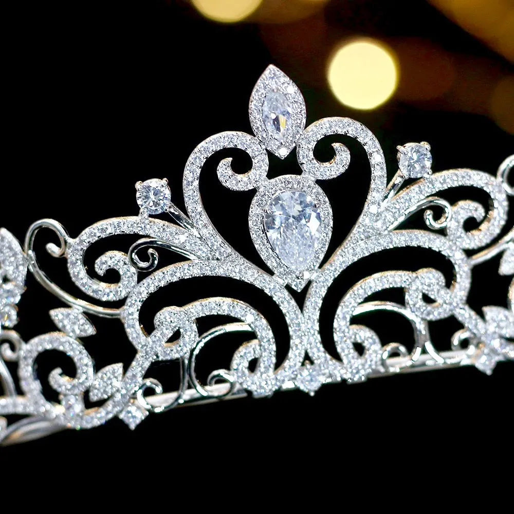 Wedding Hair Accessories - Silver Cubic Zirconia Bridal Tiara