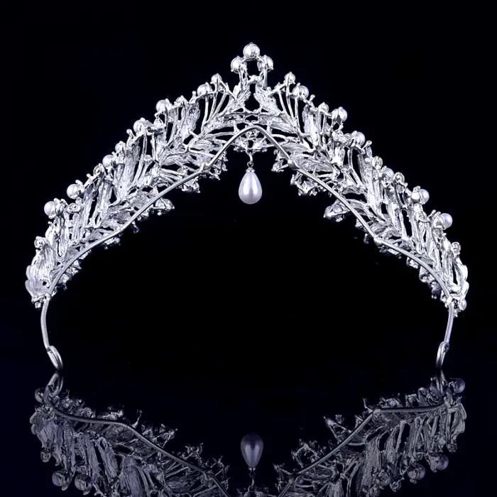 Wedding Hair Accessories - Pearl and Cubic Zirconia Bridal Tiara