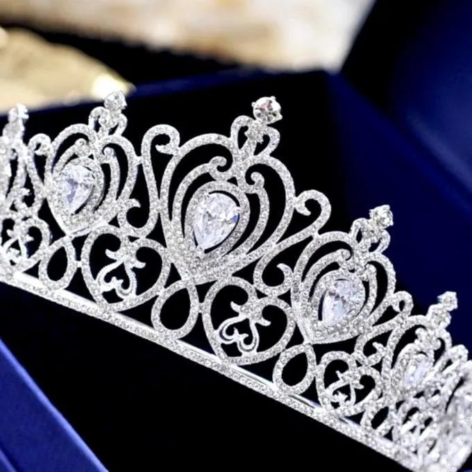 Wedding Hair Accessories - Cubic Zirconia Bridal Tiara - Available in Silver and Gold