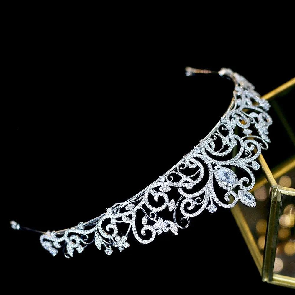 Wedding Hair Accessories - Silver Cubic Zirconia Bridal Tiara