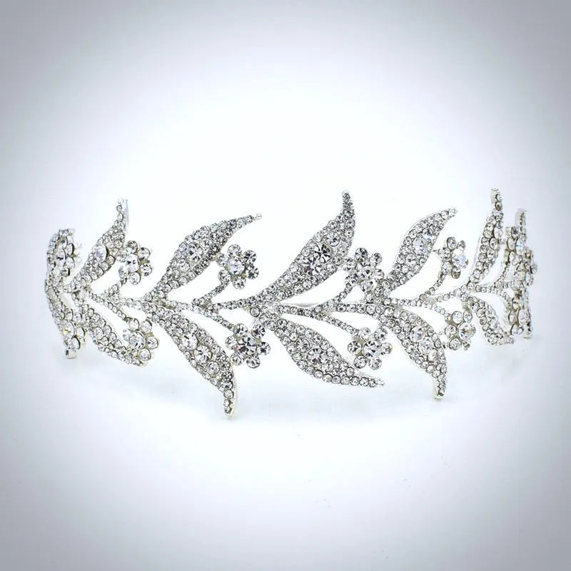 Wedding Hair Accessories - Micro-Pave Crystal Bridal Tiara Headband - Available in Silver, Rose Gold and Yellow Gold