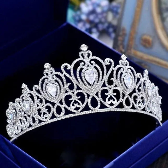 Wedding Hair Accessories - Cubic Zirconia Bridal Tiara - Available in Silver and Gold