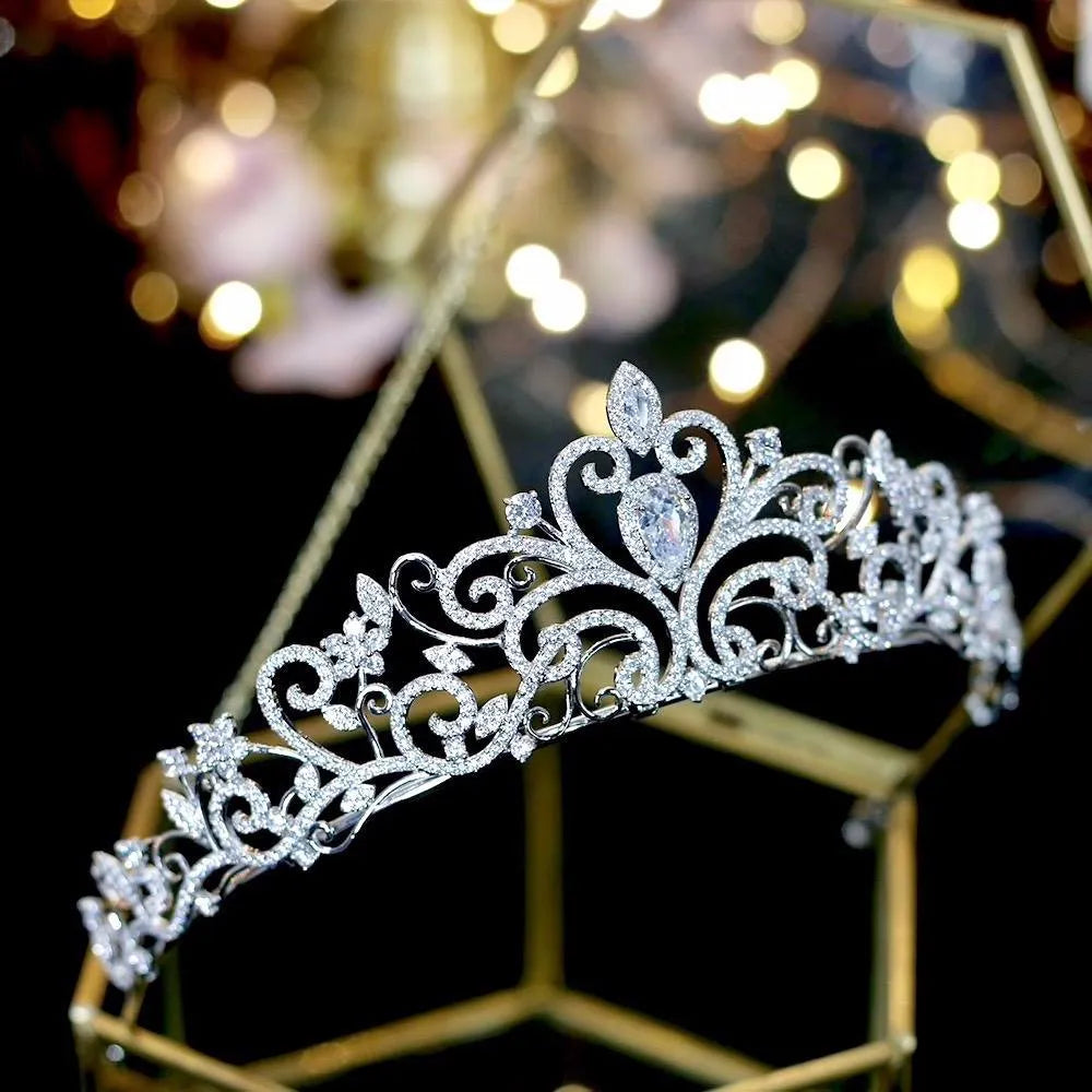Wedding Hair Accessories - Silver Cubic Zirconia Bridal Tiara