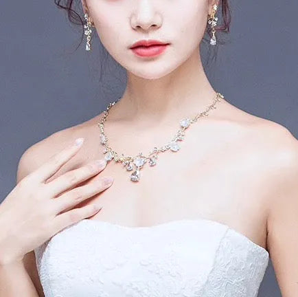 Wedding Jewelry and Accessories - Gold Bridal 3-Piece Jewelry Set With Tiara