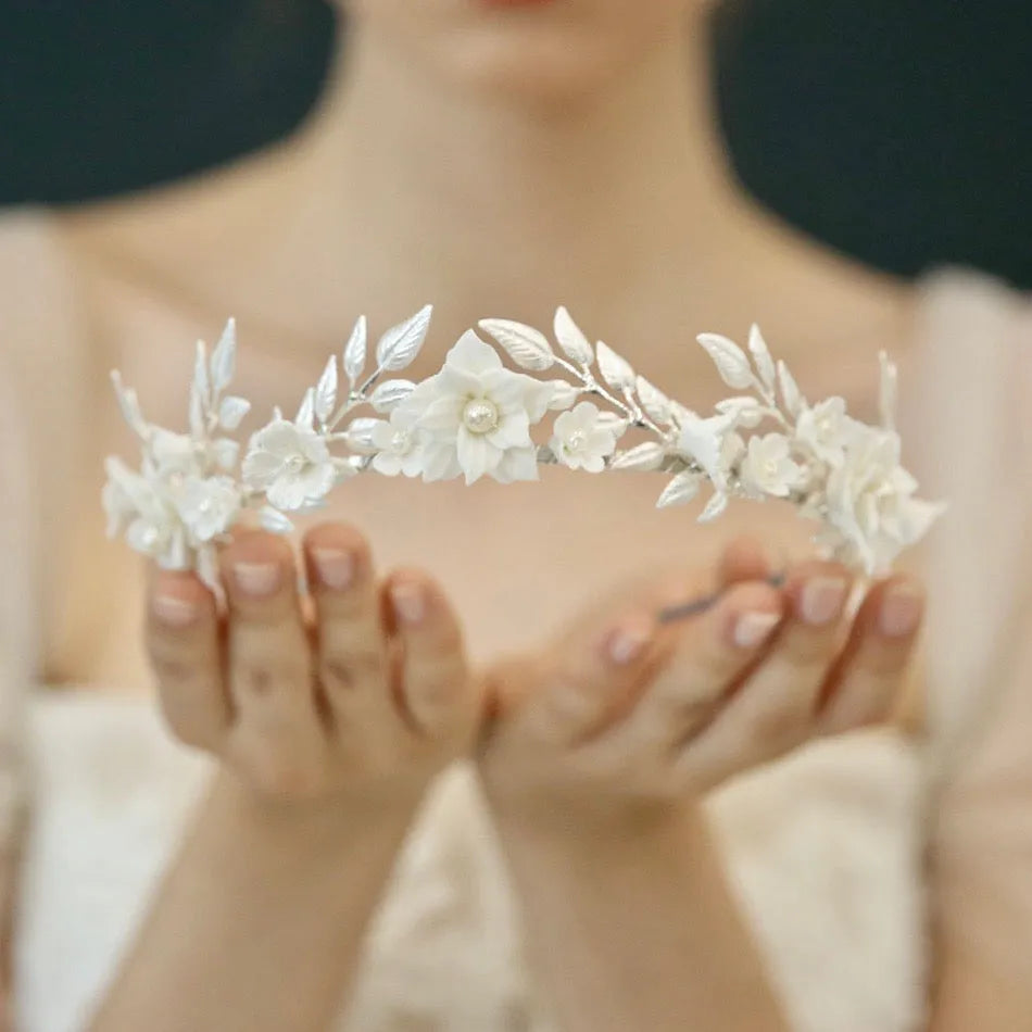Elegant Silver Floral Headband Diadema Headband, Flower Headband Couture and Classical  main image 3