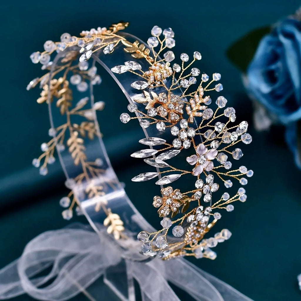 "Harley" - Romantic Pearl Bridal Headband - Available in Gold and Silver