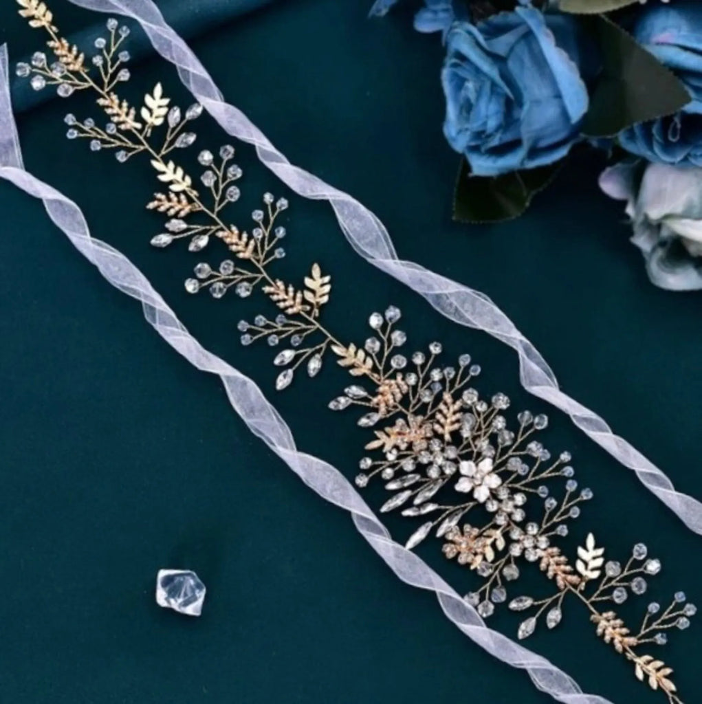 "Harley" - Romantic Pearl Bridal Headband - Available in Gold and Silver