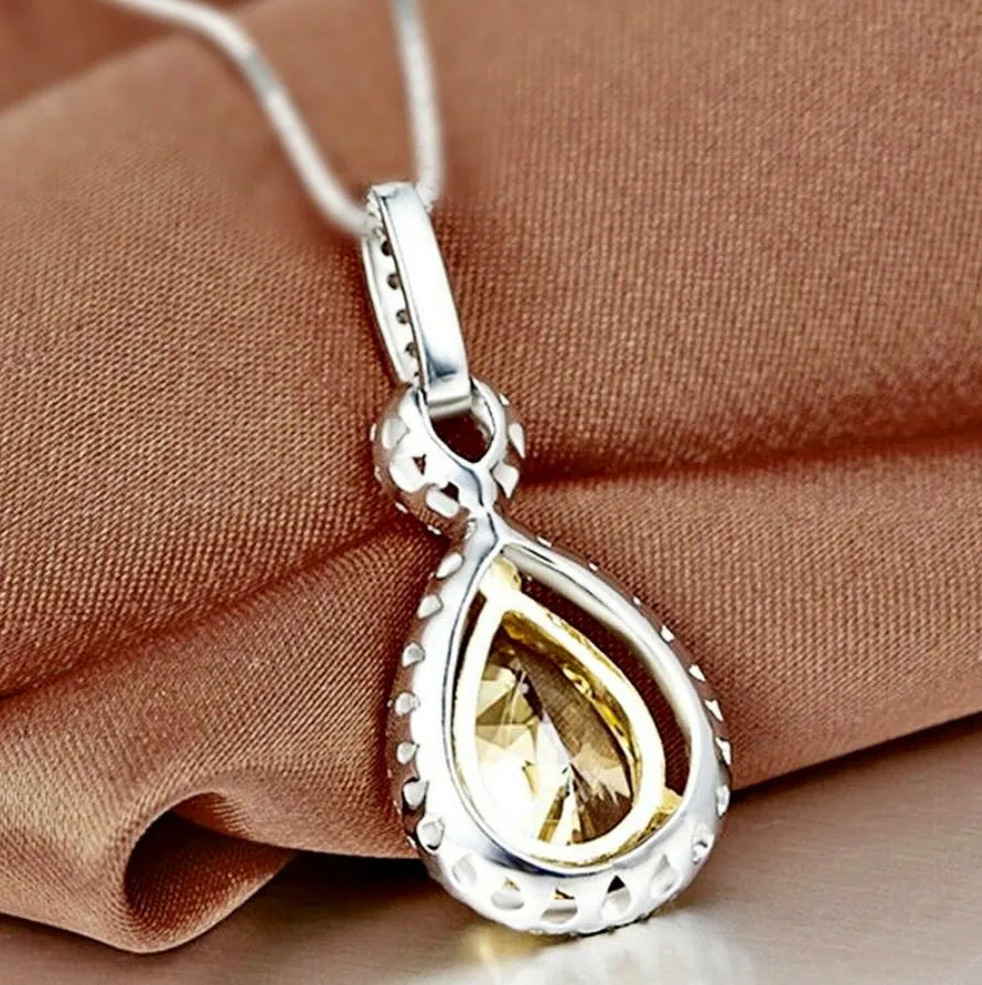 Wedding Jewelry - Yellow Cubic Zirconia Bridal Necklace 