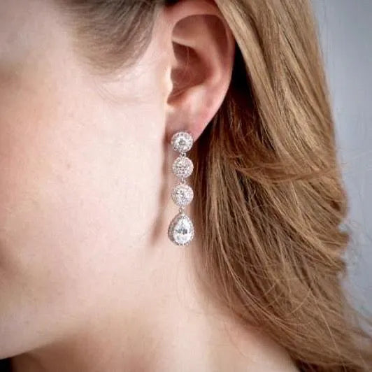 Wedding Jewelry - Cubic Zirconia Bridal Earrings - Available in Rose Gold, Silver and Yellow Gold