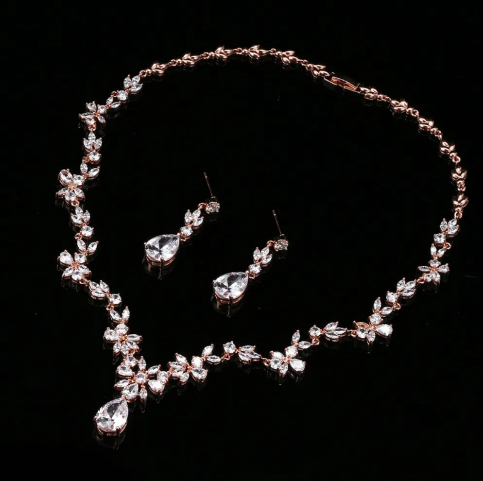 Wedding Jewelry - Cubic Zirconia Bridal Jewelry Set - Available in Silver, Yellow Gold and Rose Gold