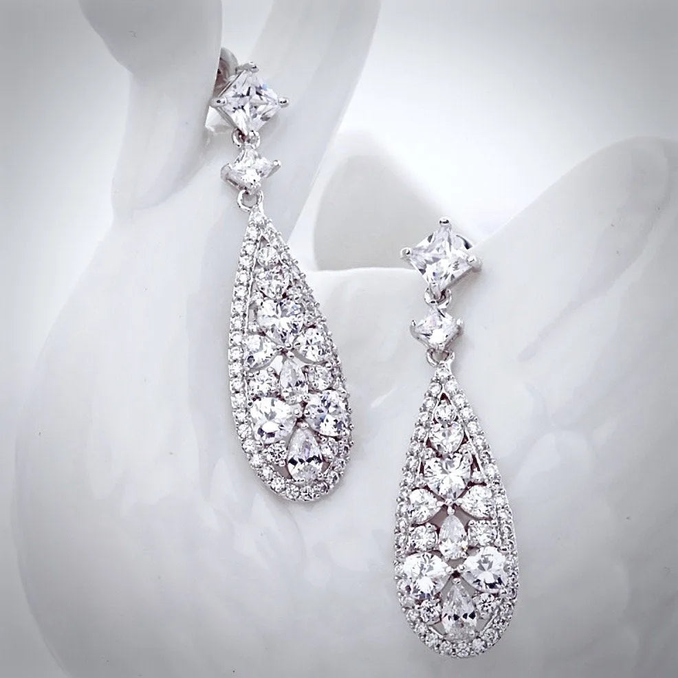 "Raquel" - Cubic Zirconia Bridal Earrings