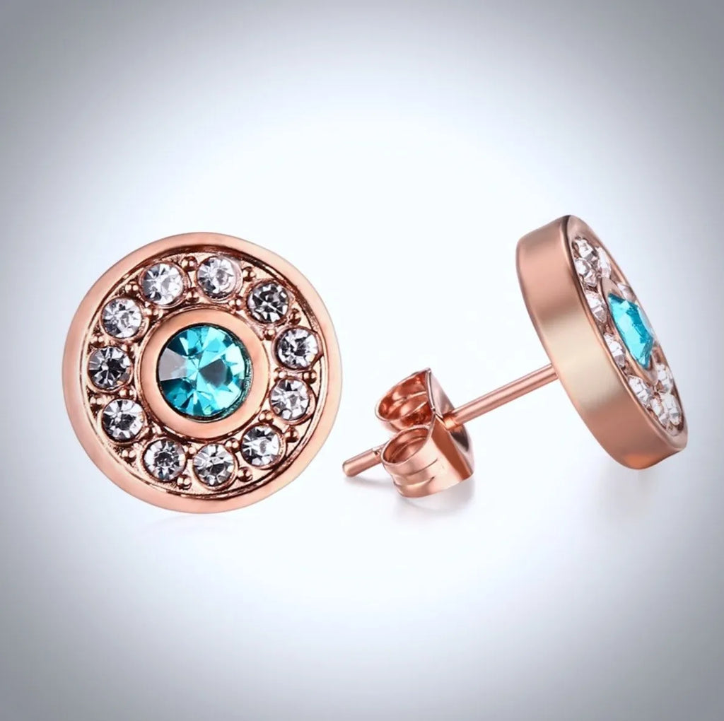 "Nicole" - Rose Gold and Cubic Zirconia Bracelet and Earrings Set