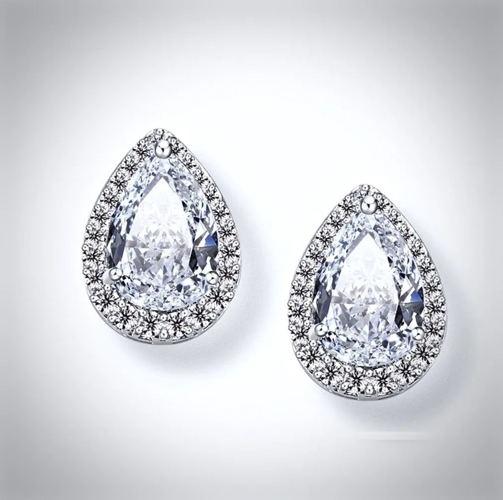 Wedding Jewelry - Cubic Zirconia Bridal Earrings - Available in Silver, Rose Gold and Yellow Gold