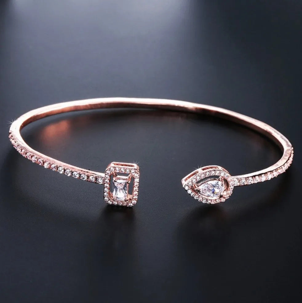 Wedding Jewelry - Cubic Zirconia Bridal Bracelet - Available in Silver, Rose Gold and Yellow Gold 